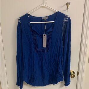 NWT Joseph A. Crochet Long Sleeve Blouse in Sz M